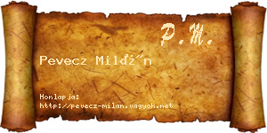 Pevecz Milán névjegykártya