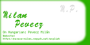 milan pevecz business card